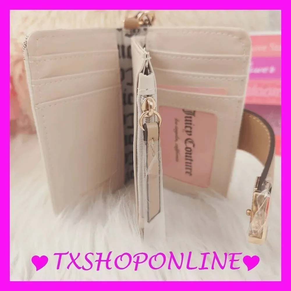 💗🌺{Juicy Couture} Pecan white with pecan modern chic tab card wallet🌺💗